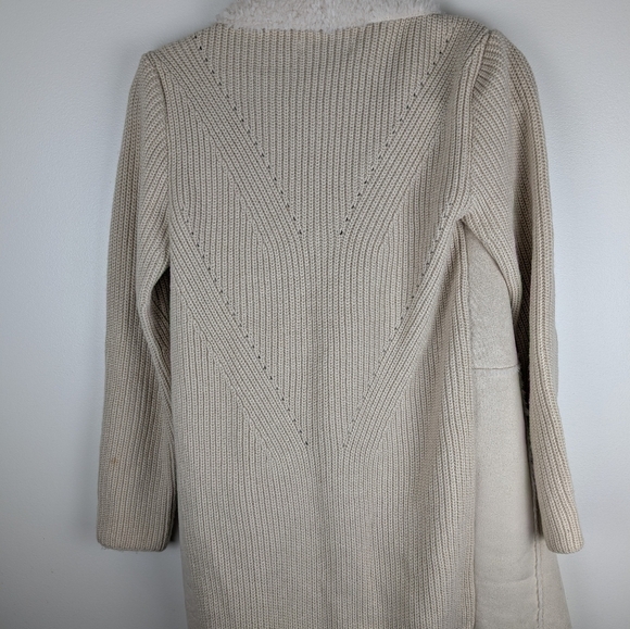 John & Jenn faux fur shearling wrap chunky knit cardigan jacket NEW XS cream - Picture 7 of 10